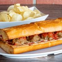 Meatball Sandwich · Marinara sauce meatballs and melted mozzarella and Parmesan cheese. All sandwiches include a...