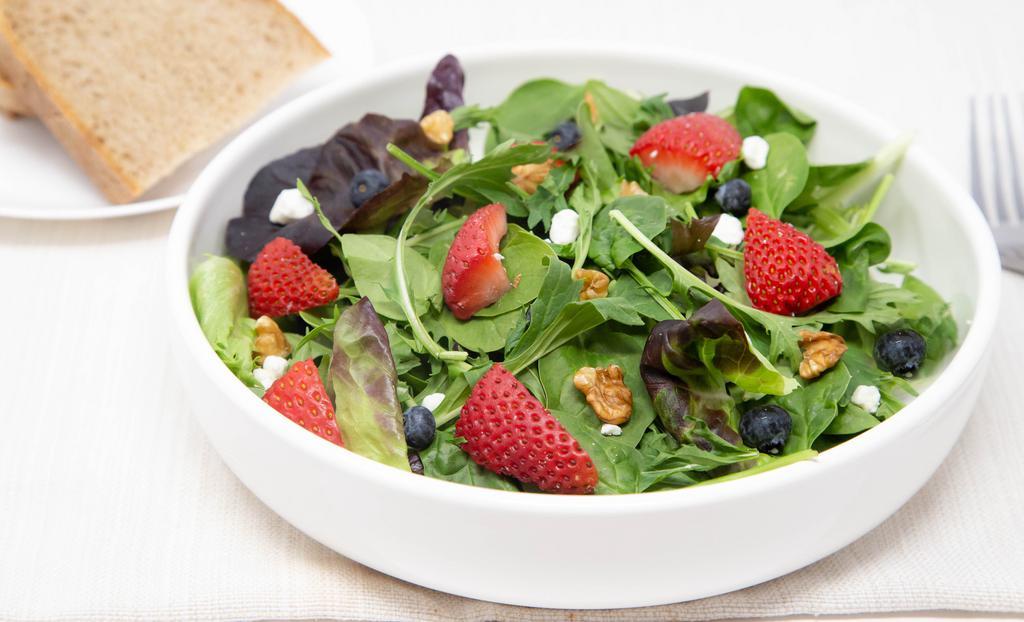 Mixed Berry Salad · Strawberry, blueberry, walnut, goat cheese, spring mix with Balsamic Vinaigrette dressing