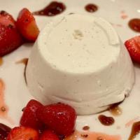 Delfina's Buttermilk Panna Cotta · strawberries, black pepper, seven year balsamico - Are you celebrating with us? Let us know ...