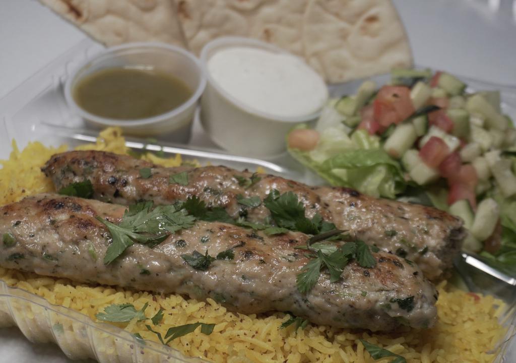 Seekh Kabob · Ground Chicken marinated with special spices grilled to perfection.
