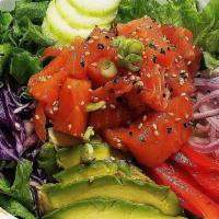 Tuna Bowl - Spicy · Fresh Tuna, Rice, Lettuce, Carrot, Red onion, Wakame Salad, Avocado, Cucumber, Green Onion, ...
