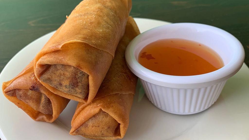 Spring Rolls  · 3 deep fried spring rolls filled with pork, shrimp, and vegetables, served with our house made dipping sauce.