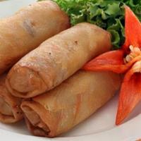 Fried Thai Egg Rolls  · Crispy thai egg rolls stuffed with tofu, silver noodles and vegetable. Served with sweet and...