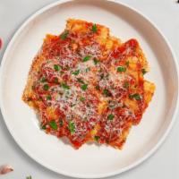 Ravioli Redemption · Choice of meat or cheese, marinara, and Parmesan cheese.
