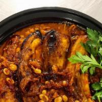 Gheymeh Bademjan · split pea, beef, potato stew with eggplant.