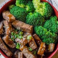 Steak Teriyaki Hot Bowl · Certified Angus steak marinated in our house made teriyaki sauce. Served with broccoli, toas...
