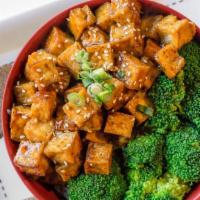 Teriyaki Tofu Hot Bowl · Tofu marinated in house made teriyaki sauce. Served with broccoli, toasted sesame seeds, and...