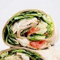 Caesar Chicken Wrap · Grilled Chicken, Bacon, Romaine Lettuce, Caesar Dressing. Served with choice of soup, salad,...