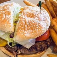 Cheeseburger · Our classic burger with your choice of cheddar, jack, pepper jack or swiss cheese, lettuce, ...