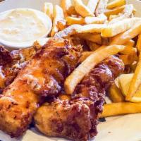 Fish & Chips · Beer battered cod deep fried and served with French fries or garlic fries with Moylan's home...