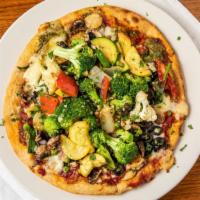 The Veggie · Tomato sauce, sautéed vegetables, mushrooms, spinach, bell peppers, roasted garlic, onions a...