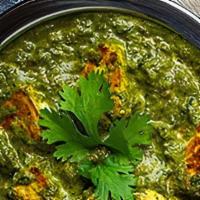 Palak Paneer · Gluten free. Spinach cooked with cottage cheese, garlic and cream.