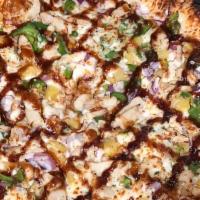 Hawaiian BBQ Chicken Pizza · We start with our signature BBQ sauce instead of our traditional red sauce. Pineapple, red O...
