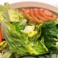 Garden Salad · Includes fresh Romaine lettuce, Roma tomatoes, baby Carrots Cucumbers and Croutons. Pick you...