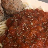 Spaghetti and Meatballs · Includes 1/4 pound of meatballs. Below you can select to make this a meal by adding special ...