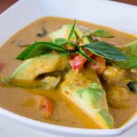 Panang Curry · Mild-medium. Basil leaves, bell peppers.