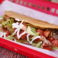 Tacos Crispy · Choice of meat. Choices of meat are asada, pastor, carnitas, chorizo, pollo asado, cabeza.