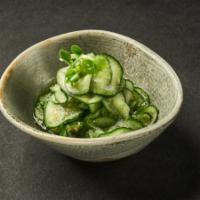 Sunomono Salad · Lightly cured cucumber, sweet vinegar dressing, ground sesame seeds