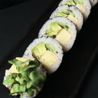 Veggie Roll + Tamago · Cucumber, avocado, kaiware, oshinko, marinate shitake, +tamago