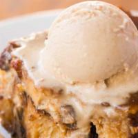 Bread Pudding · oven baked, chocolate chips, cinnamon, caramel, gelato