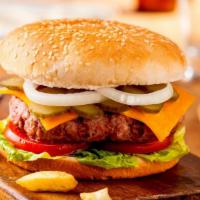 Cheeseburger · Beautifully made juicy beef burger and melted cheese on buttery bun.