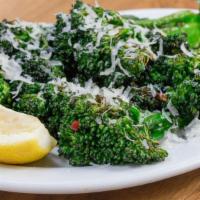 Small Roasted Broccolini · Pecorino romano, fresh garlic, chili flakes, lemon (GF)