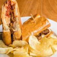 Meatball Sandwich · Mozzarella, meatballs, house marinara, parmesan. Served on a toasted French roll with a choi...