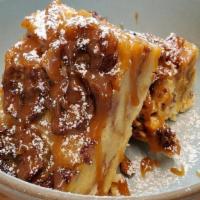 BREAD PUDDING · cinnamon bread pudding, bananas, salted whey caramel.. *flavor offerings to change daily, pl...