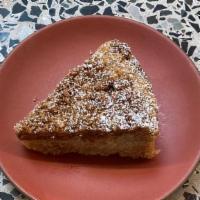VEGAN CRUMB CAKE · (v) (n) cinnamon spiced crumble on a moist cake, with a mixed berry jam layer.. allergies: w...