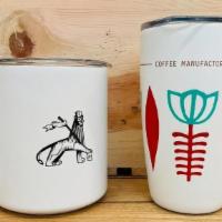 COFFEE MANUFACTORY MUG · 12 oz miir camp mug; reusable and keeps your coffee hot or cold! BPA Free. stainless steel. ...