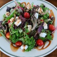 16a. Negeen Salad - سالاد نگین · Spring mix greens with tomatoes, cranberries, walnuts, feta cheese and Negeen's special pome...
