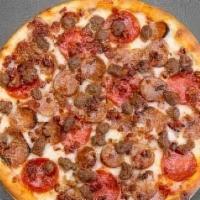 Premium Beef & Pepperoni Pizza · Seasoned ground beef and all beef pepperoni.