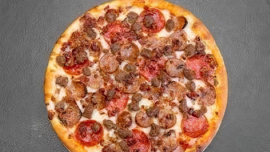 Premium Beef & Pepperoni Pizza · Seasoned ground beef and all beef pepperoni.