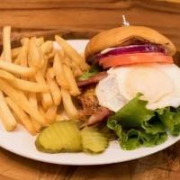 Ghost Garbage Grinder Burger Meal · 6 oz angus ground chuck burger topped with thick-cut turkey bacon, cheddar cheese and fried ...