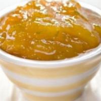 Mango Chutney · a spicy condiment made of fruits or vegetables with vinegar, spices, and sugar