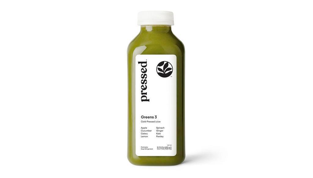 Greens with Ginger - Greens 3 · A touch of ginger adds the perfect amount of pizazz to this balanced green juice made with all the goodness of leafy greens plus apple and lemon.