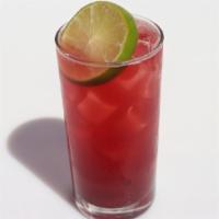 Cherry Limeade · Freshly squeezed limes, sparkling water, and sour cherry preserves, and simple syrup over ice.