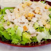 Chicken Caesar Salad · Romaine, chicken breast ,parmesan cheese and croutons
with caesar dressing