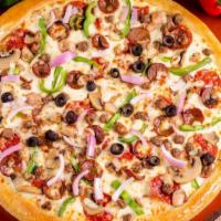 House Special Pizza · Bell pepper, onion, beef pepperoni, mushroom and beef sausage on an Italian style pizza.