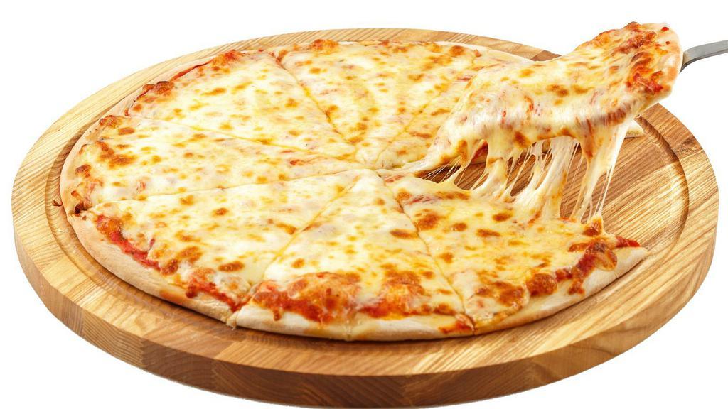 Four Cheeses Pizza · Mozzarella, feta, shredded and American cheese melted on an Italian origin pizza.