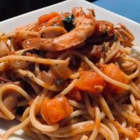 Seafood Pasta · this delicious new special features the best of summer's ocean catch. large tiger prawns, sc...
