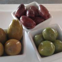 Olives · Castelvetrano, Cerignola, and Kalamata olives