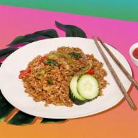 Vegan Basil Fried Rice · Vegan basil fried rice with your choice of tofu or vegetables.