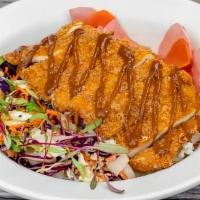 Chicken Katsu Rice Bowl · Chicken breast breaded with our house spice blend and panko then fried to perfection. Served...