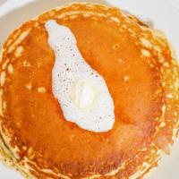 Ella’s Famous Buttermilk Pancakes (3) · Maple Grove farms-premium maple syrup, Vermont.