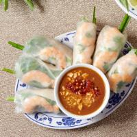 A1. Goi Cuon (3 Rolls) · Fresh spring rolls with shrimp and pork.