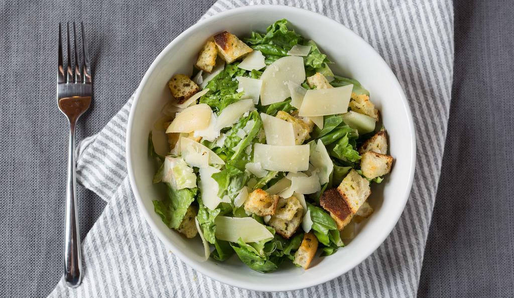 Small Caesar Salad · Romaine lettuce, shredded aged parmesan cheese, croutons,  caesar dressing on the side