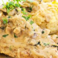 Chicken Marsala Dinner · Sauteed with mushrooms in a marsala wine sauce. Served with spaghetti.