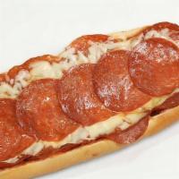 Pizza Sub Sandwich · Salami, pepperoni, bell peppers, onions, mushrooms and marinara sauce. Served on a french ro...