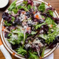 House Salad · Spring mix, red onions, diced tomato, Parmesan cheese and your choice of dressing.